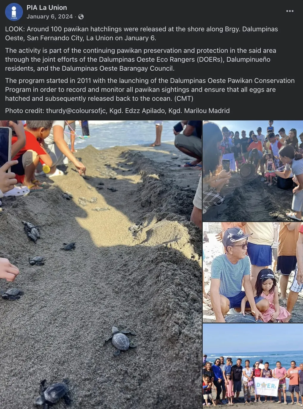 PIA La Union features — recognition record